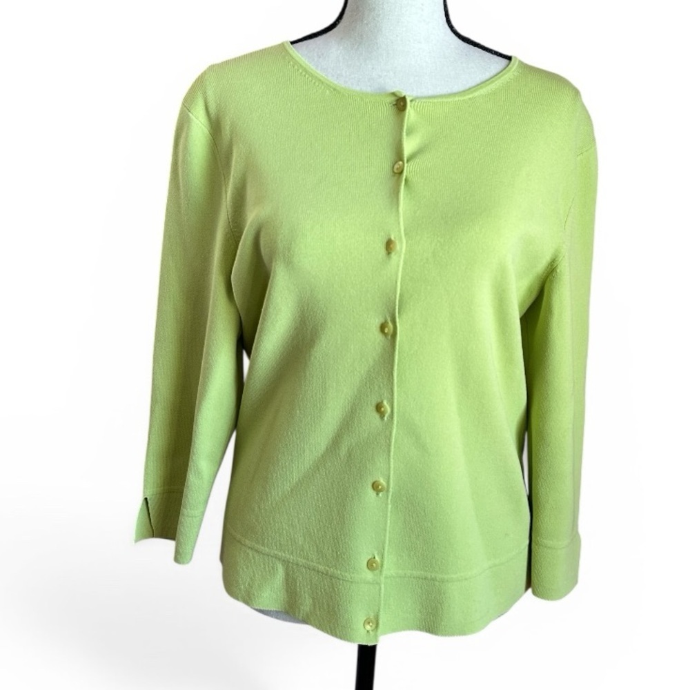 Talbots Women’s Lime Green Buttons Front Long Sleeve Knit Cardigan Size Medium